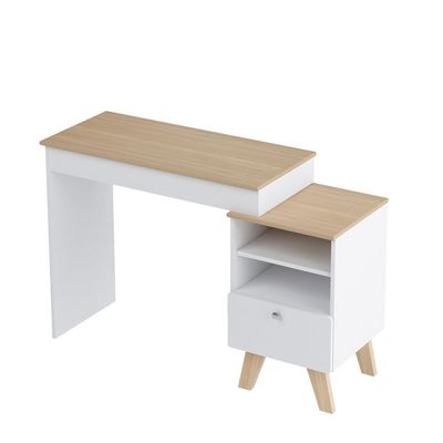 Escrivaninha Penteadeira Dora 1 Gaveta Naturale-Branco Artely Naturale-Branco