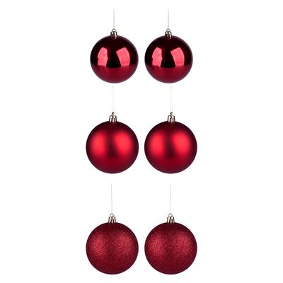 Bola de Natal Cazza Vermelha 6 Unidades 8cm