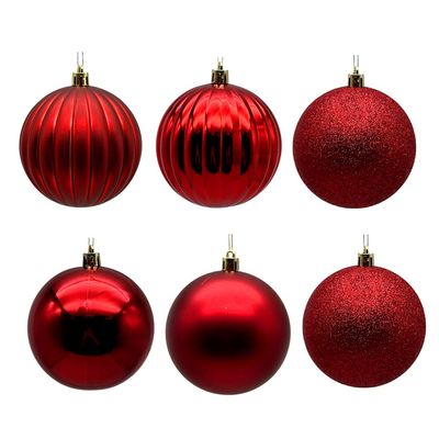 Bola de Natal Cazza Vermelha 6 Unidades 8cm
