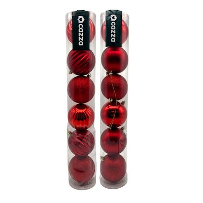 Bola de Natal Cazza Vermelha 6 Unidades 8cm