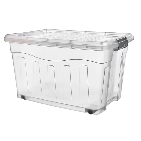 Caixa Organizadora MB em Plástico Cristal com Rodas 53L Caixa Organizadora MB em Plástico Cristal com Rodas 53L