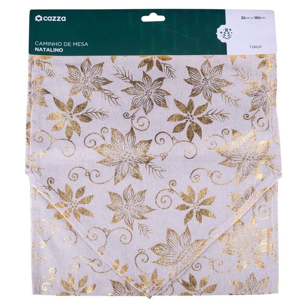 Toalha de Mesa Natalina Cazza Dourada 150cm