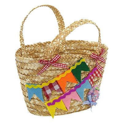 Cesta Palha Junina 12x20cm Playfun - Item sortido