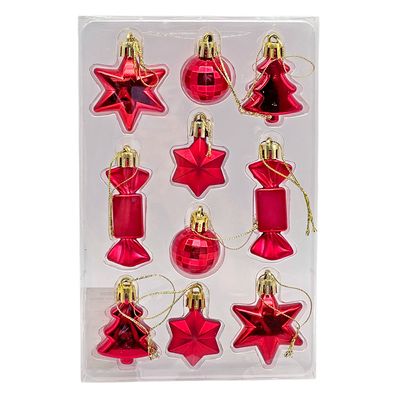 Kit Enfeites Natalinos c 10 Unidades Vermelho Cazza CV255391