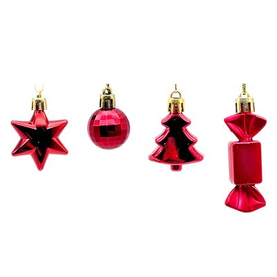 Kit Enfeites Natalinos c 10 Unidades Vermelho Cazza CV255391