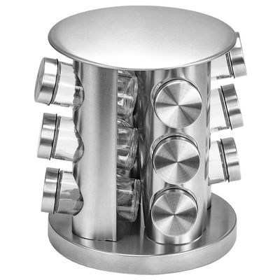 Conjunto Porta Condimentos com Suporte Giratório Euro Home 12 Peças Inox