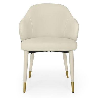 Kit 2 Cadeiras De Jantar Estofada Milano Design Italiano Com Encosto Ergonômico - Creme/cinza