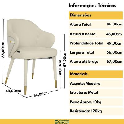 Kit 2 Cadeiras De Jantar Estofada Milano Design Italiano Com Encosto Ergonômico - Creme/cinza