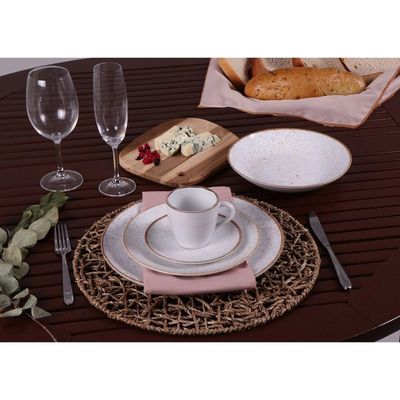 Conjunto Xícara E Pires De Chá Tramontina Rústico Marrom Em Porcelana Decorada 200 Ml 2 Peças Tramontina