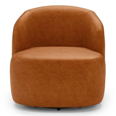 Poltrona Decorativa Orgânica Living Leez Giratória Couríssimo Caramelo - Desk Design