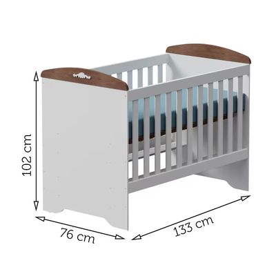 Berço Mini Cama Eloa 3 em 1 com Suporte para Mosquiteiro e 133cm de Largura Carolina Baby Branco e Bétula