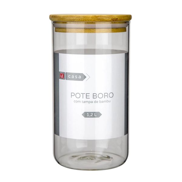 Pote para Mantimento Cazza em Vidro Borosilicato Hermético com Tampa Bambu 1,2L Pote para Mantimento Cazza em Vidro Borosilicato Hermético com Tampa Bambu 1,2L