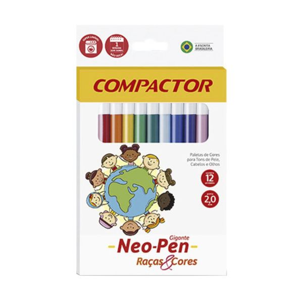 Hidrocor Compactor Neopen Gig Raças & Cores com 12 Cores 2.0mm Hidrocor Compactor Neopen Gig Raças & Cores com 12 Cores 2.0mm