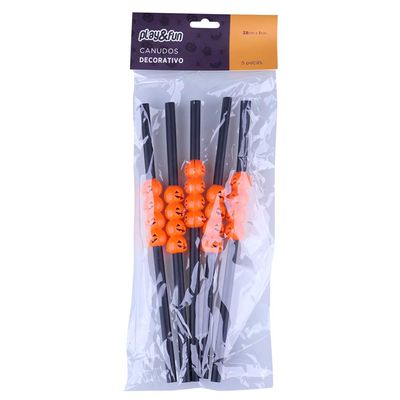 Canudo Decorativo Play&Fun Halloween com 5 Unidades
