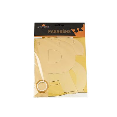 Faixa Parabéns Silver Festas Dourada 2m