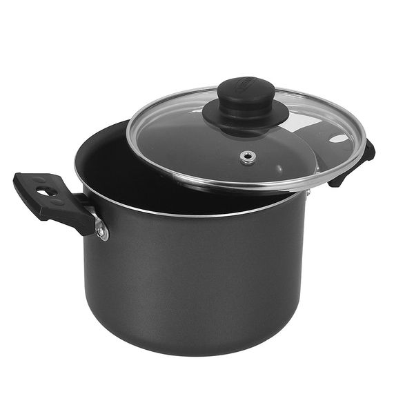 Caldeirão Antiaderente Oliveira com Tampa de Vidro Grafite 22cm