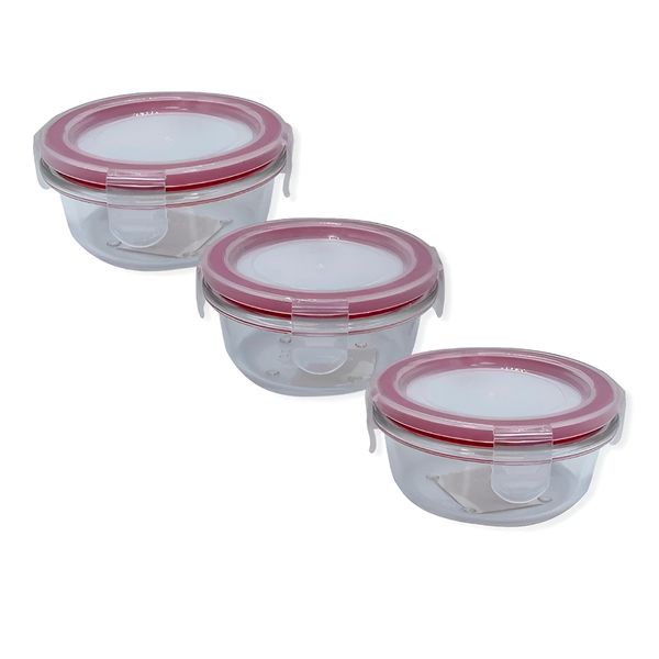 Kit 3 Potes de Vidro Herméticos 150ml com Silicone