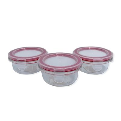 Kit 3 Potes de Vidro Herméticos 150ml com Silicone