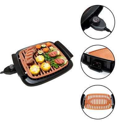 Grelha Grill Elétrico por Indução Portátil Antiaderente
