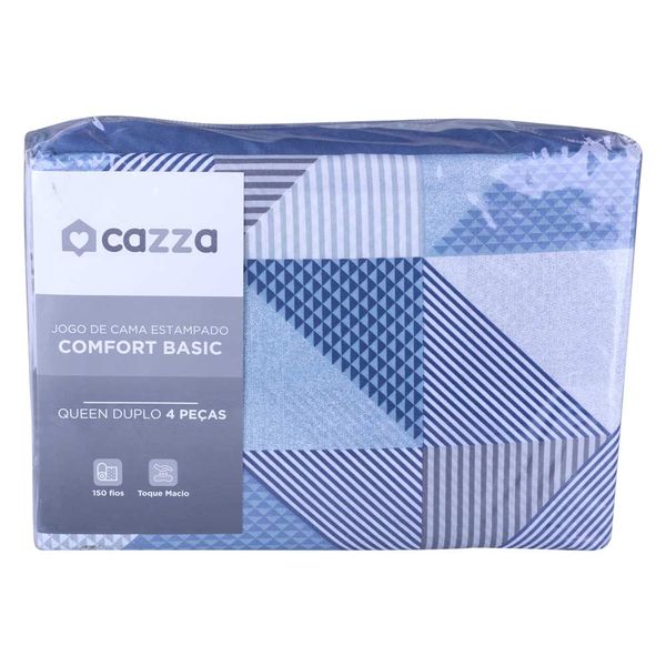 Jogo de Cama Queen Cazza Microfibra Geométrico Duplo 4 Peças - Item Sortido