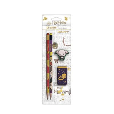 Kit Escolar Leo&Leo Harry Potter com 2 Lápis HB + Apontador + Borracha