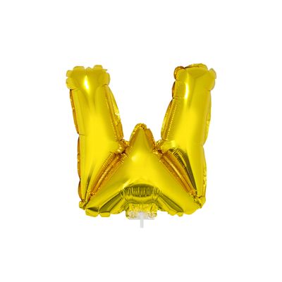 Balão Metalizado 16" Funny Letra W Dourado com Suporte