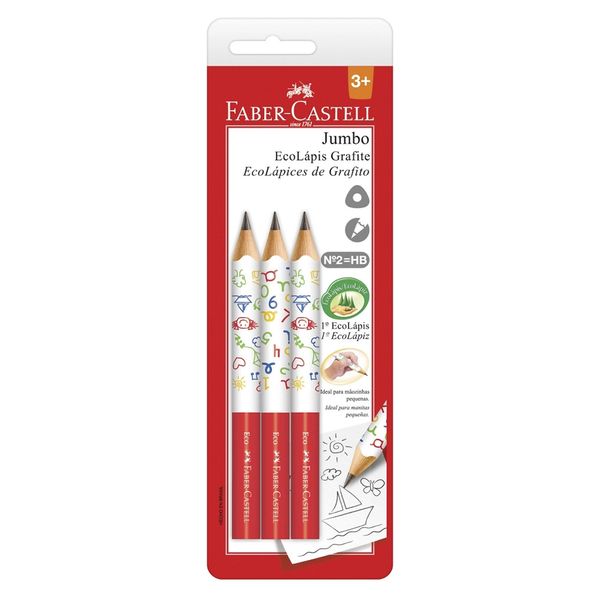 Lápis Grafite Jumbo Faber Castell com 3 Unidades Lápis Grafite Jumbo Faber Castell com 3 Unidades