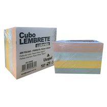 Cubo Bloco de Papel Lembrete Usapel com 4 Cores