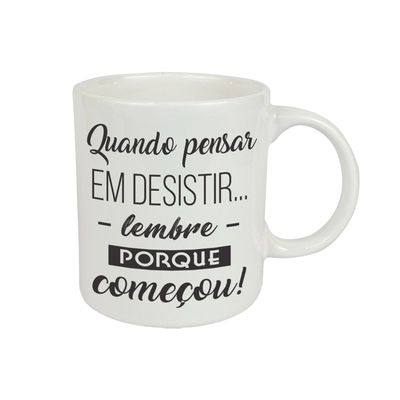 Caneca Cerâmica Regina Frases Motivacionais Preta e Branca 330ml - Item Sortido
