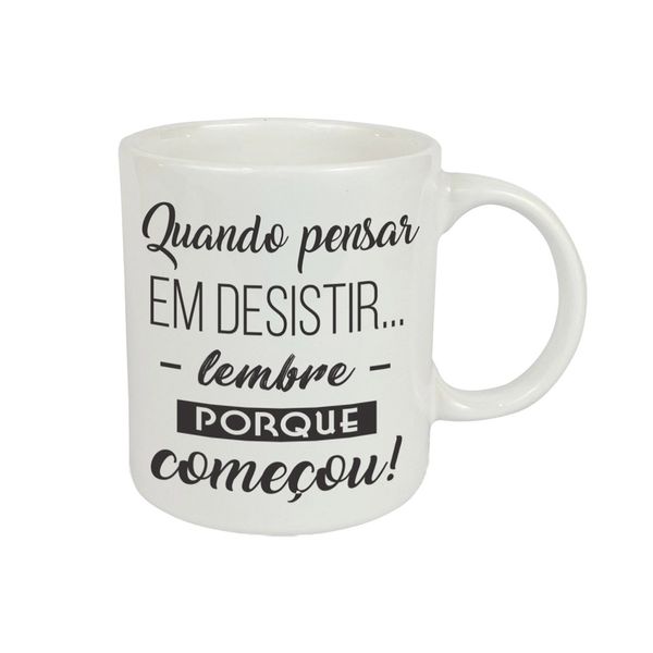 Caneca Cerâmica Regina Frases Motivacionais Preta e Branca 330ml - Item Sortido