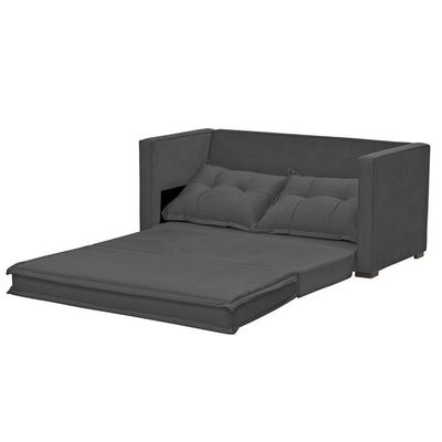 Sofá Cama Casal Articulável 2 Lugares Londres Suede Cinza Escuro - D'monegatto