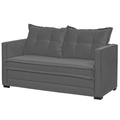Sofá Cama Casal Articulável 2 Lugares Londres Suede Cinza Escuro - D'monegatto