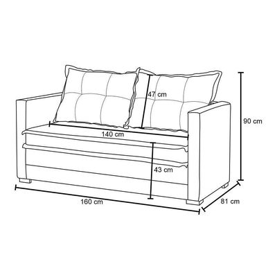 Sofá Cama Casal Articulável 2 Lugares Londres Suede Cinza Escuro - D'monegatto