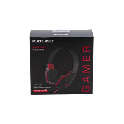 Headset Gamer Multilaser Conexão P2 com Haste Regulável Preto e Vermelho PH073