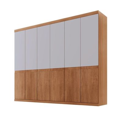 Guarda Roupa Casal Bipartido Doble Mdf 6 Portas 4 Gavetas Naturalle-off White Sem Pés