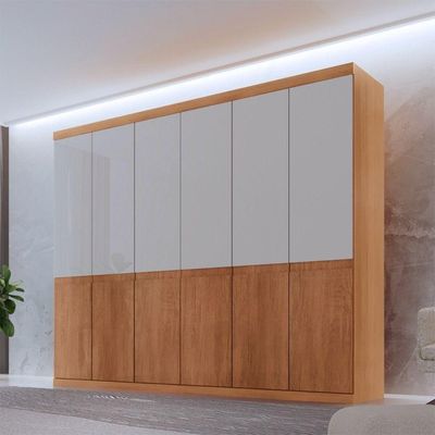 Guarda Roupa Casal Bipartido Doble Mdf 6 Portas 4 Gavetas Naturalle-off White Sem Pés