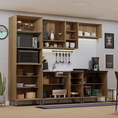 Cozinha Modulada Compacta 5 Peças Sem Tampo E Sem Pia Isis L Avelã-mocca Laca