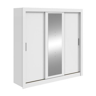 Guarda Roupa Casal 3 Portas Com Espelho Atlas Branco