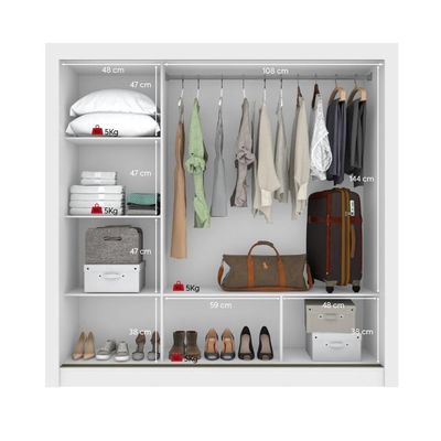 Guarda Roupa Casal 3 Portas Com Espelho Atlas Branco