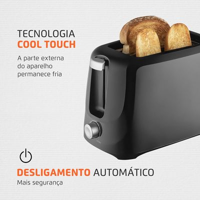 Tostador de Pães Mondial Pratic T-18 Preto/Prata - 700W 220V