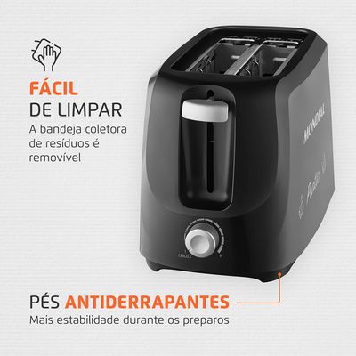Tostador de Pães Mondial Pratic T-18 Preto/Prata - 700W 220V