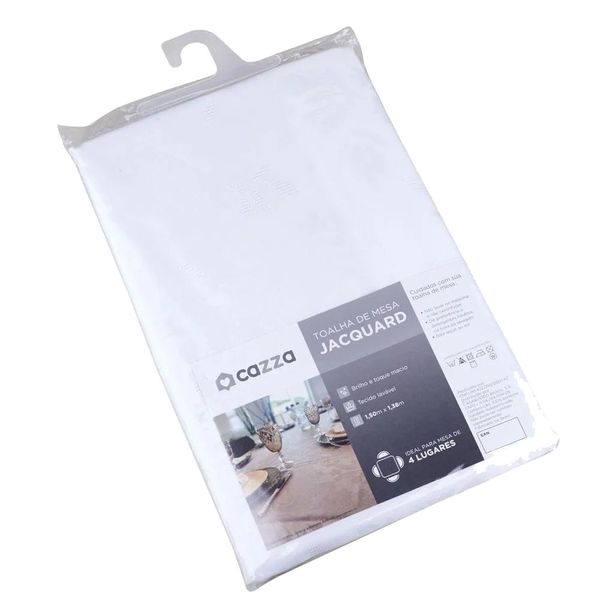 Toalha de Mesa Menegatti Jacquard Inglês Branca 2,10x1,38m