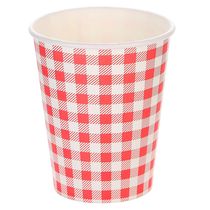 Copo de Papel Junino Silver Xadrez Vermelho 10 Unidades 270ml
