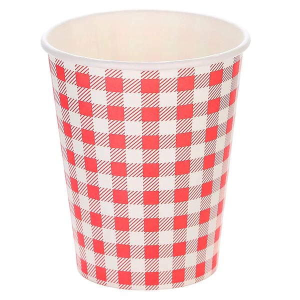 Copo de Papel Junino Silver Xadrez Vermelho 10 Unidades 270ml