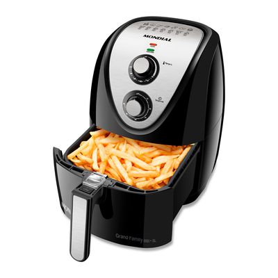Fritadeira Elétrica Air Fryer Mondial Grand Family Inox AFN-50-BI 5L Preta - 127V
