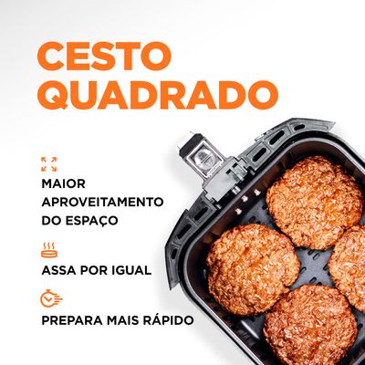 Fritadeira Elétrica Air Fryer Mondial Grand Family Inox AFN-50-BI 5L Preta - 127V