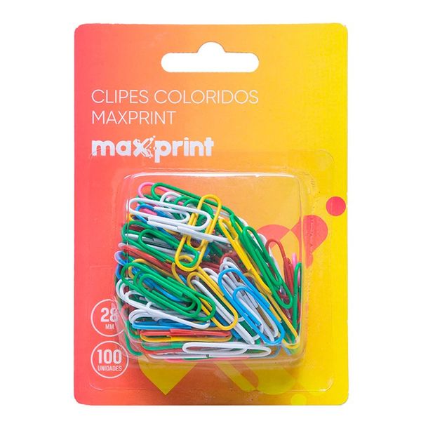 Clipes Coloridos Maxprint com 100 unidades 28mm Clipes Coloridos Maxprint com 100 unidades 28mm
