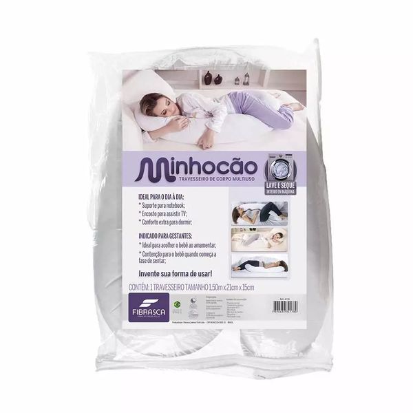Travesseiro Fibrasca para Corpo Minhocão Malha Multiuso Branco