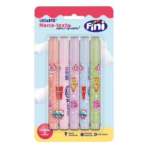 Marcador de Texto Fini 5 Cores Com Cheiro Leonora