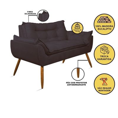 Kit 02 Poltronas + Namoradeira + Puff Opala Balaqui Decor Cinza